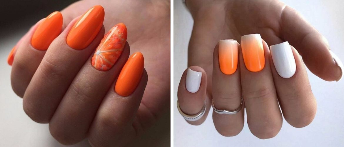 Bright orange manicure: fashionable ideas for stylish nail design