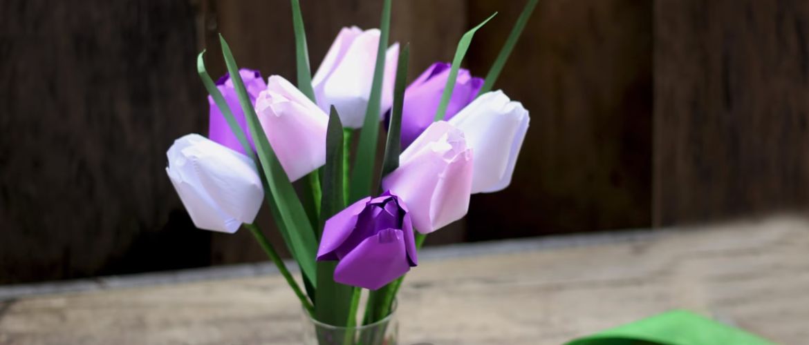 Подарок маме на 8 марта: тюльпаны из бумаги своими руками (+бонус-видео)