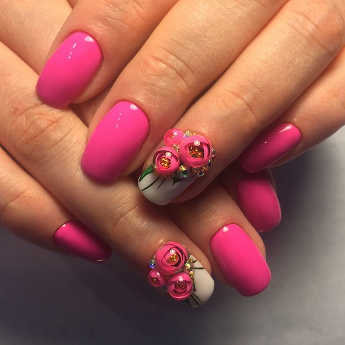 Manicure with roses – fashionable options for delicate nail designs 12