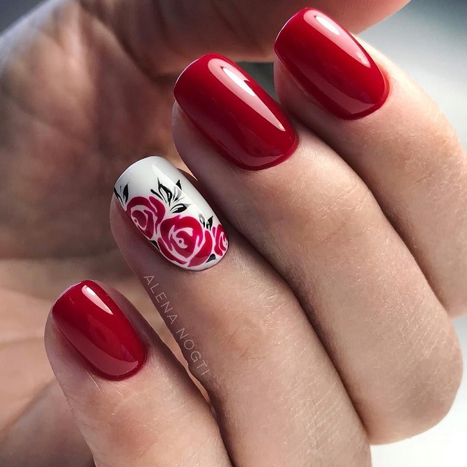 Manicure with roses – fashionable options for delicate nail designs 13