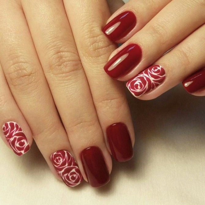 Manicure with roses – fashionable options for delicate nail designs 14