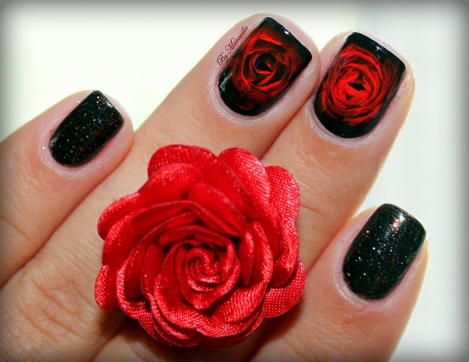 Manicure with roses – fashionable options for delicate nail designs 15