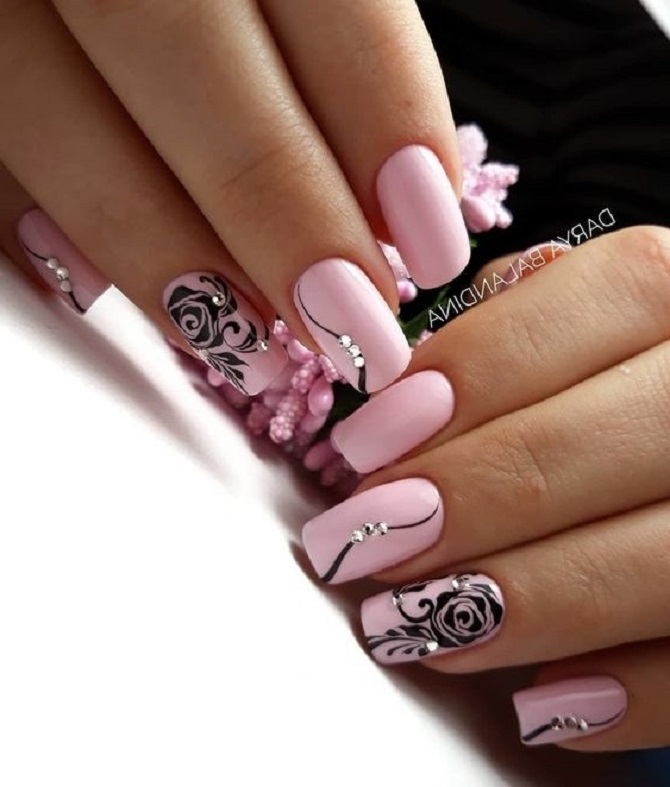 Manicure with roses – fashionable options for delicate nail designs 8