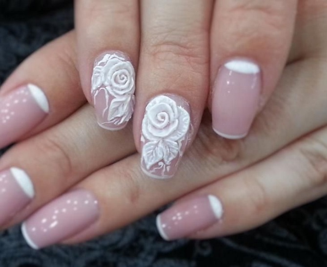Manicure with roses – fashionable options for delicate nail designs 1