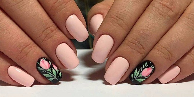 Manicure with tulips on March 8: stylish nail decor ideas 5