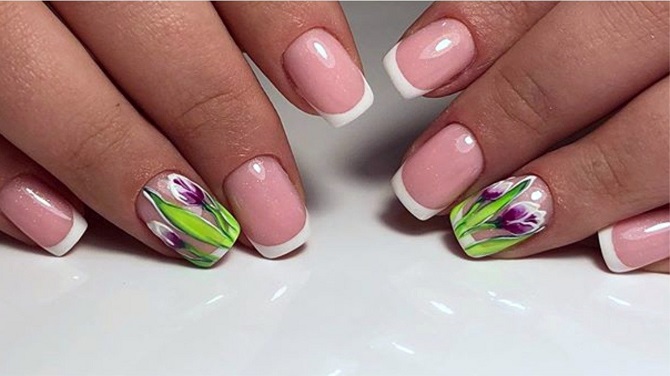 Manicure with tulips on March 8: stylish nail decor ideas 1