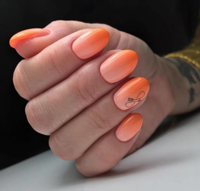 Bright orange manicure: fashionable ideas for stylish nail design 5