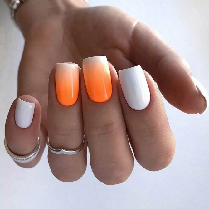 Bright orange manicure: fashionable ideas for stylish nail design 6