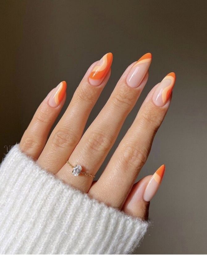 Bright orange manicure: fashionable ideas for stylish nail design 7