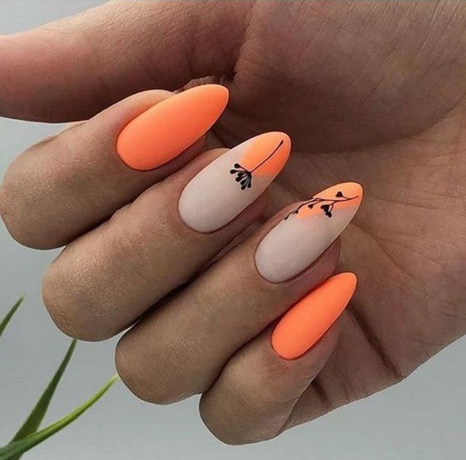 Bright orange manicure: fashionable ideas for stylish nail design 9