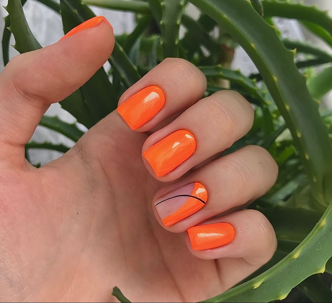 Leuchtend orangefarbene Maniküre: modische Ideen für stilvolles Nageldesign 1