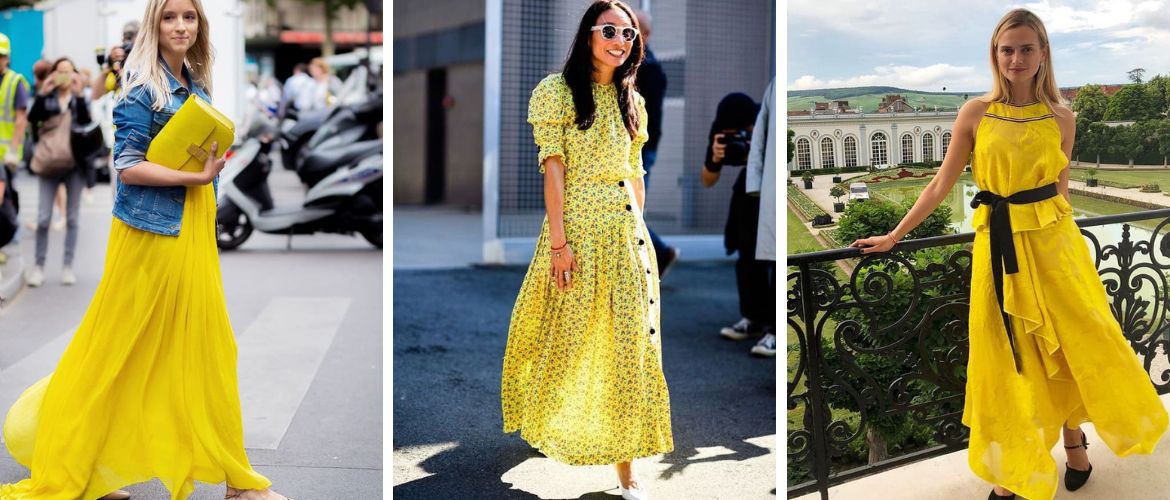 Fashionable yellow dresses spring-summer 2024: stylish models