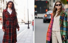 Fashionable checkered coats: current models for warm spring