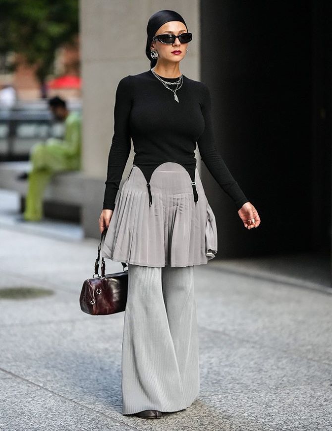 3 fashionable ways to wear pants with a skirt 6