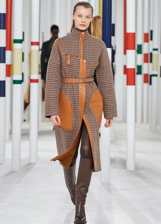 Fashionable checkered coats: current models for warm spring 10