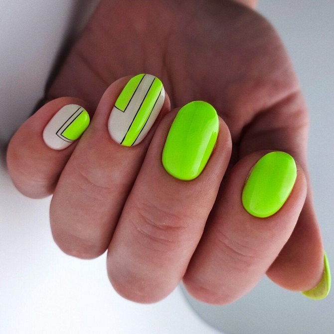 Light green manicure: fashionable ideas for spring 14