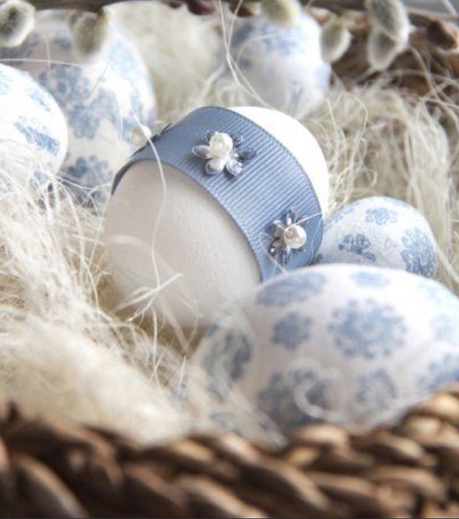 Декор пасхальных яиц с помощью лент: красивые идеи с фото 13