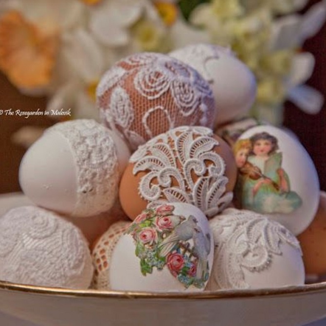 Decorating Easter eggs using ribbons: beautiful ideas with photos 7