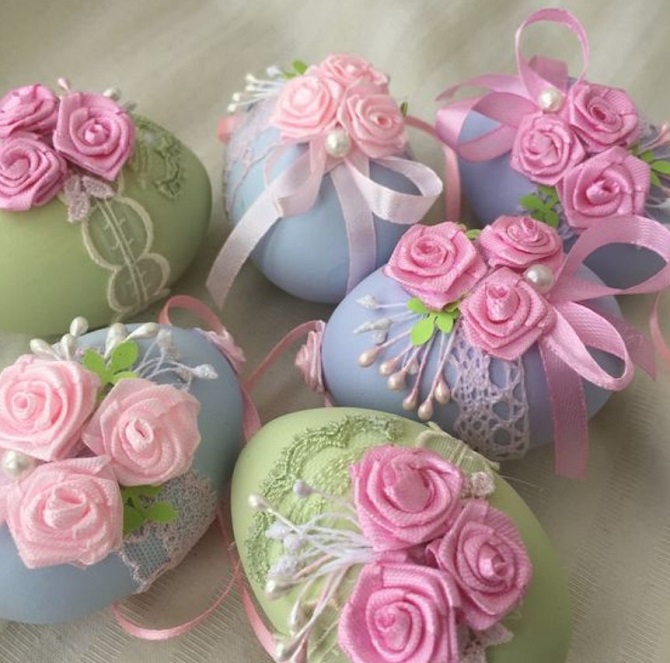 Decorating Easter eggs using ribbons: beautiful ideas with photos 10