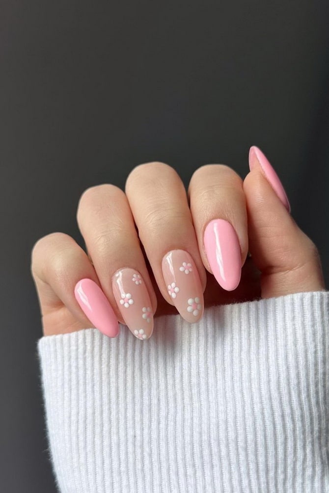 Pink manicure: fashionable options worth trying 19
