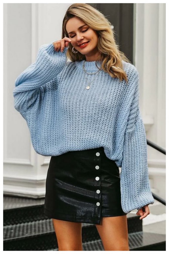 So trägt man einen übergroßen Pullover zu Röcken: Wählen Sie den Stil des Rocks 1