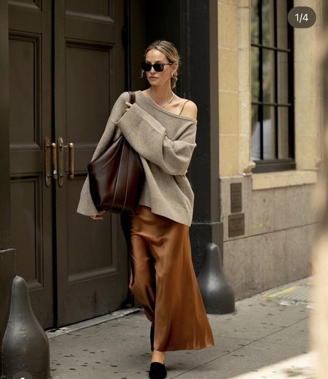 How to wear an oversized sweater with skirts: choosing the style of the skirt 9