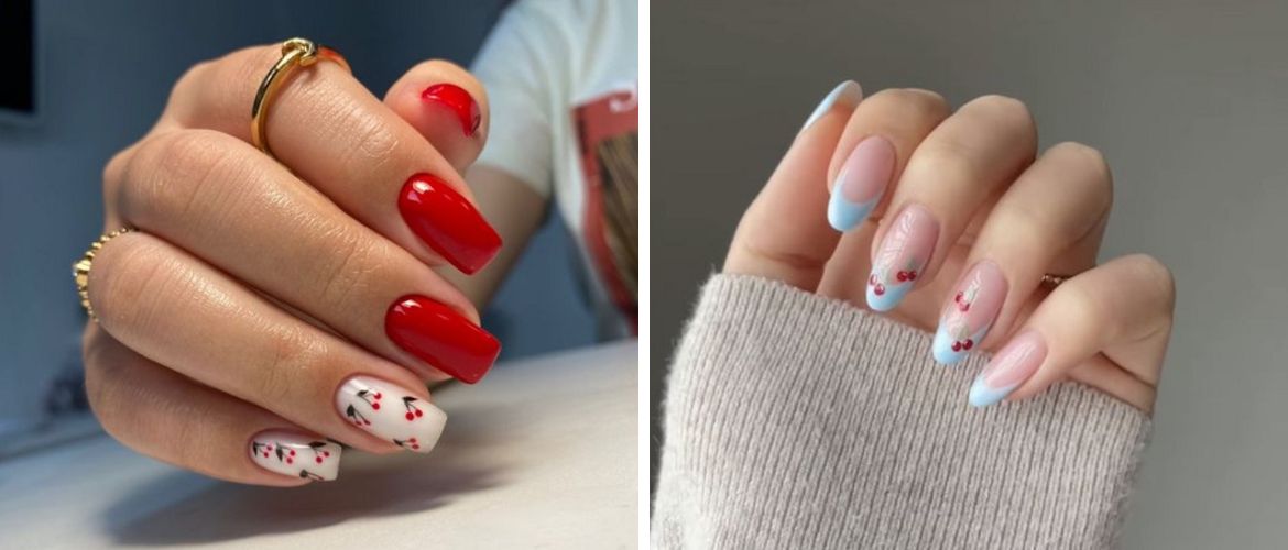 Manicure with cherries – fashionable nail design ideas