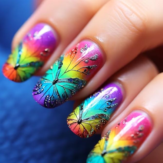 Manicure with butterflies for summer: trends and ideas 19