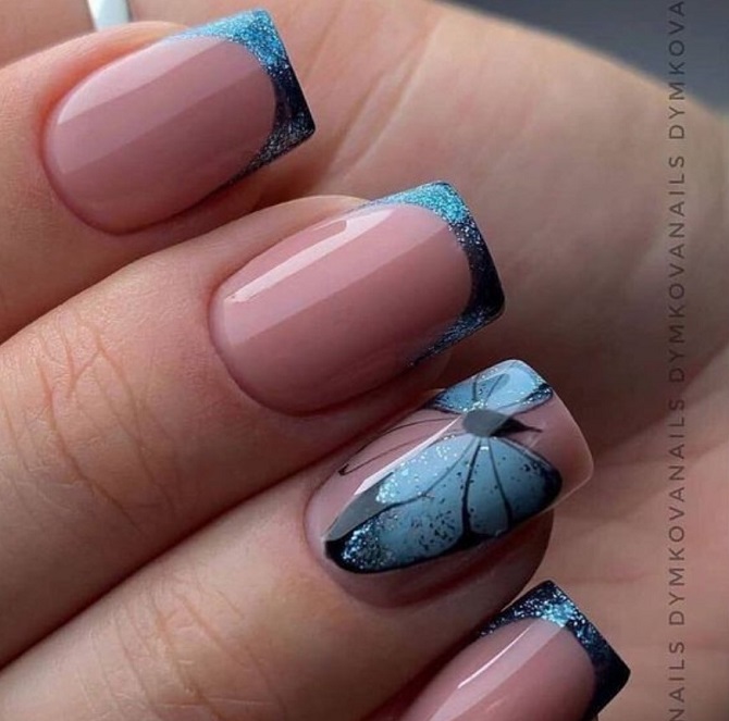 Summer manicure with butterflies: new ideas with photos 15