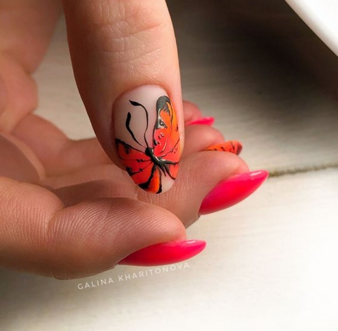 Summer manicure with butterflies: new ideas with photos 7