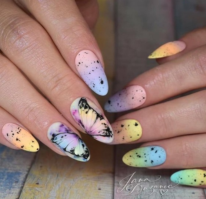 Summer manicure with butterflies: new ideas with photos 8