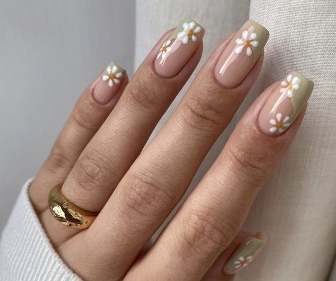 Summer manicure with daisies – fashion ideas with photos 11