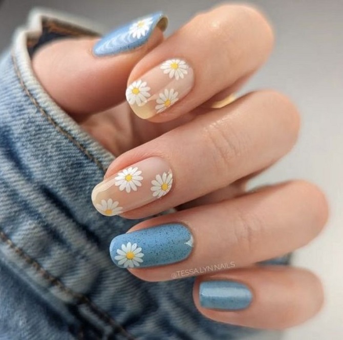 Summer manicure with daisies – fashion ideas with photos 5