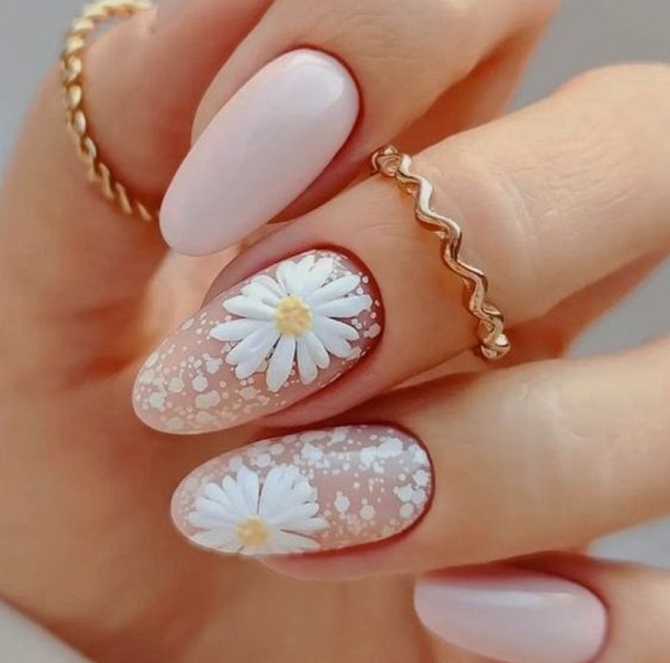 Summer manicure with daisies – fashion ideas with photos 9