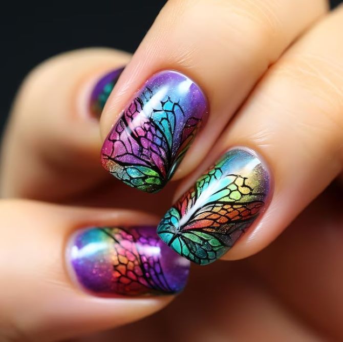 Manicure with butterflies for summer: trends and ideas 21