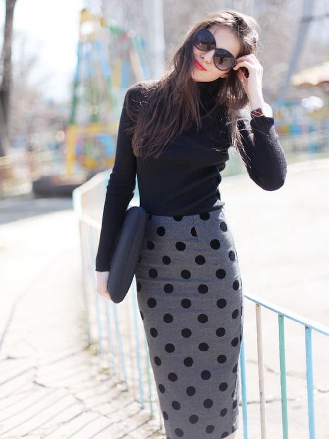 Fashionable polka dot print: how to wear and what to combine 20