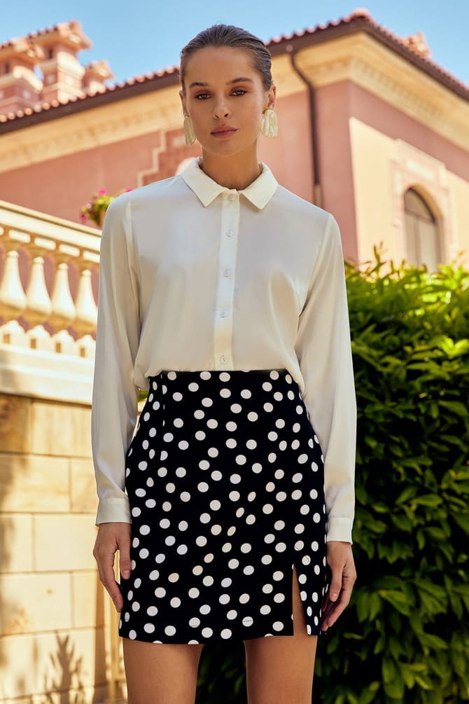 Fashionable polka dot print: how to wear and what to combine 21