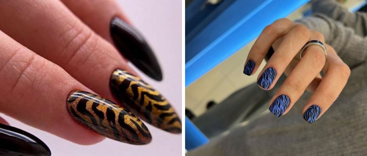 Tiger-Maniküre: modische Nageldesign-Ideen mit Fotos