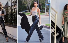 Looks with leather pants: from classic to casual