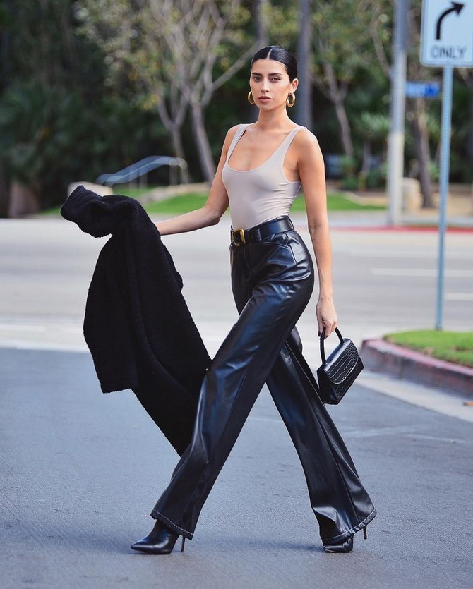 Looks with leather pants: from classic to casual 4