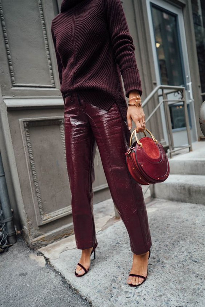 Looks with leather pants: from classic to casual 9