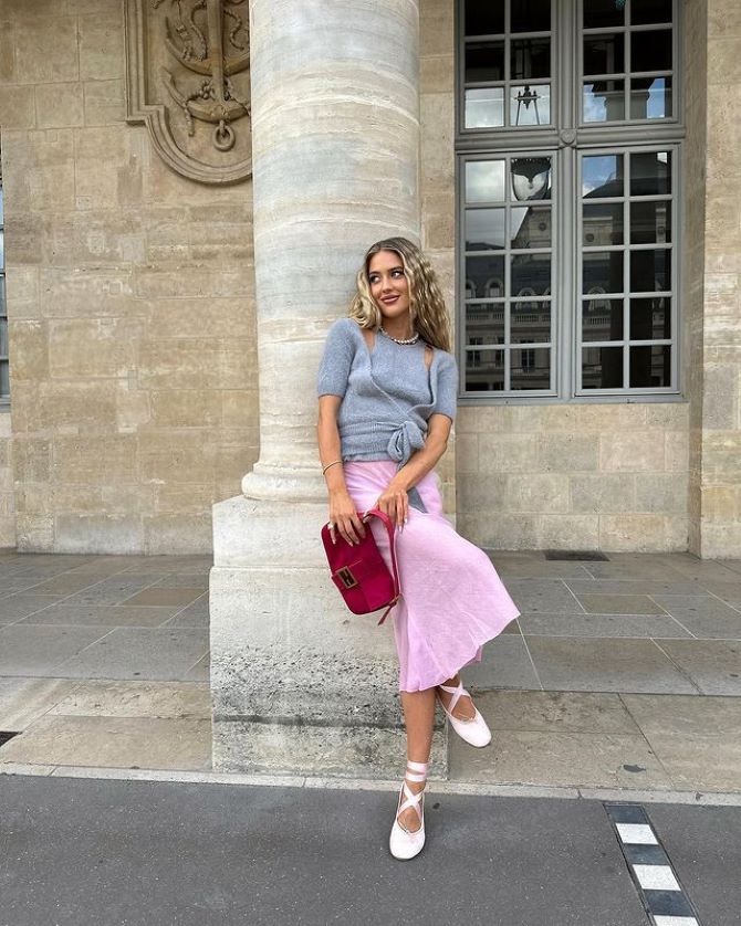 Fashionable looks with a pink skirt: trends and stylish combinations 2