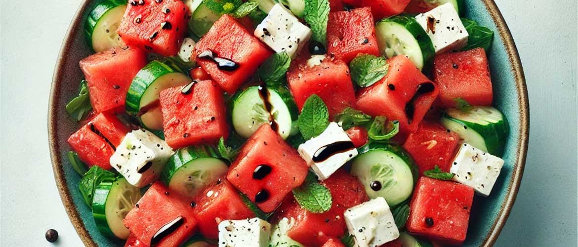 Sommersalat mit Wassermelone und Feta