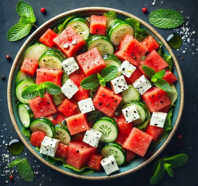 Sommersalat mit Wassermelone und Feta 1