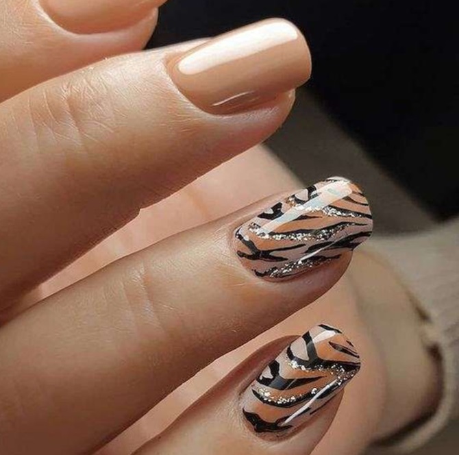 Tiger-Maniküre: modische Nageldesign-Ideen mit Fotos 2