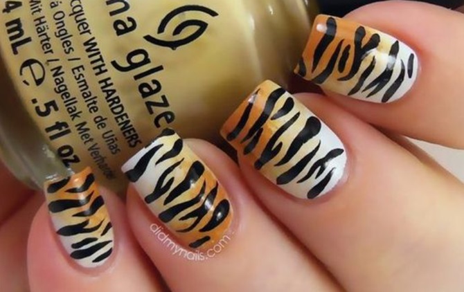 Tiger-Maniküre: modische Nageldesign-Ideen mit Fotos 10