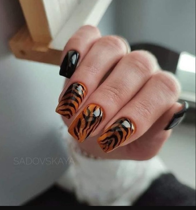 Tiger-Maniküre: modische Nageldesign-Ideen mit Fotos 4