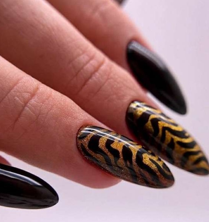 Tiger-Maniküre: modische Nageldesign-Ideen mit Fotos 1