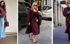 Wie man tiefe Weintöne in Streetstyle-Looks trägt – die angesagteste Farbe des Herbstes 2024