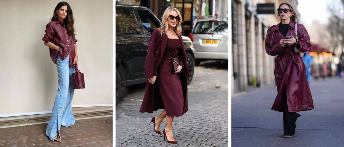 Wie man tiefe Weintöne in Streetstyle-Looks trägt – die angesagteste Farbe des Herbstes 2024